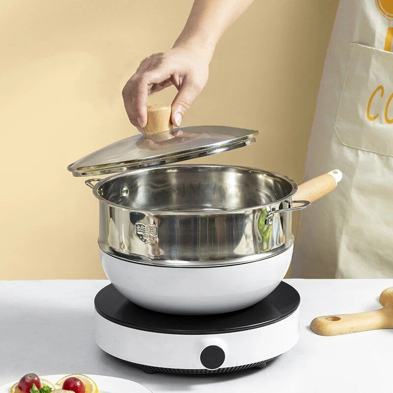non-stick frying pan with wooden handle, view 10 - MRSLM