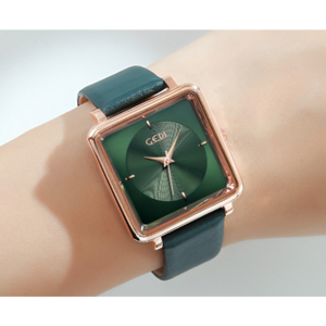 women's square dial leather strap watch, view 7 - MRSLM