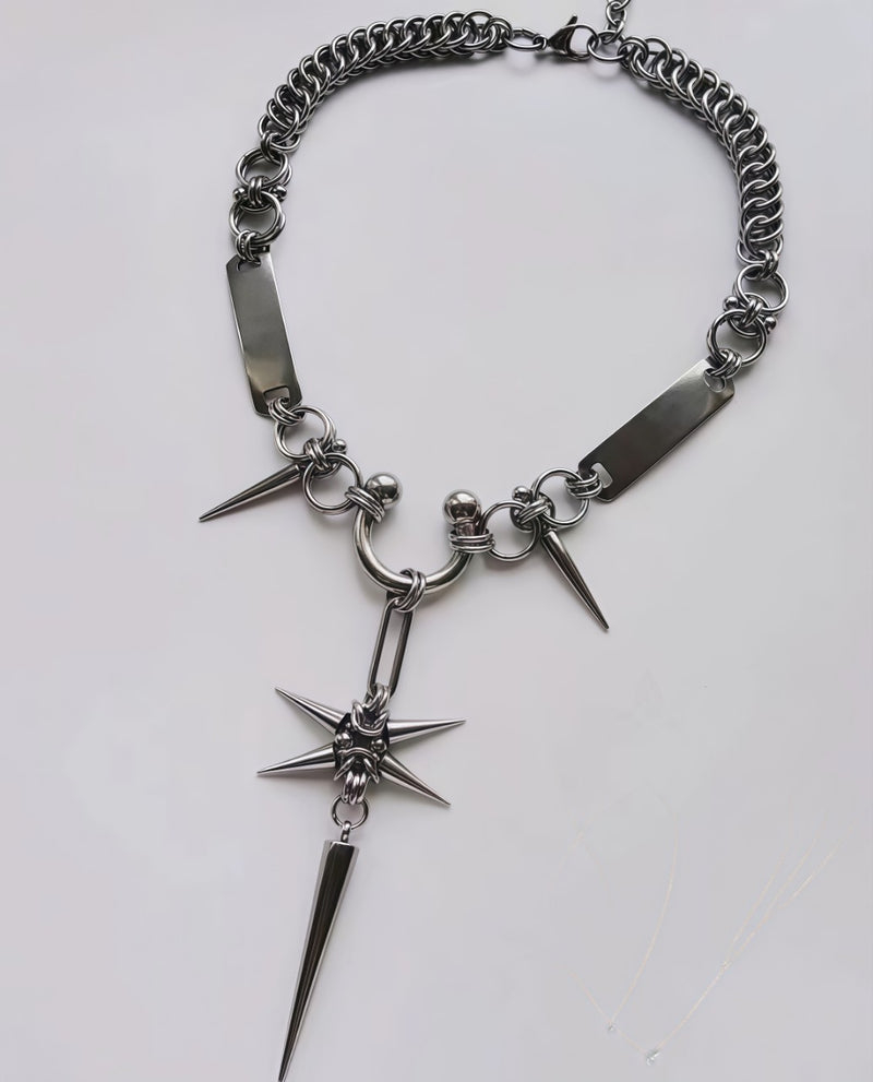 tassel pendant titanium steel necklace, view 2 - MRSLM
