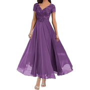 Women's long evening dress with short sleeves, view 6 - MRSLM