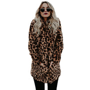 Women's leopard print faux fur winter coat, view 4 - MRSLM