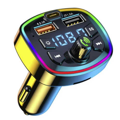 Bluetooth 5.0 Car FM Transmitter with Dual USB PD Charging & LED Backlit MP3 Player