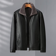 mens pu leather jacket stand collar, view 7 - MRSLM