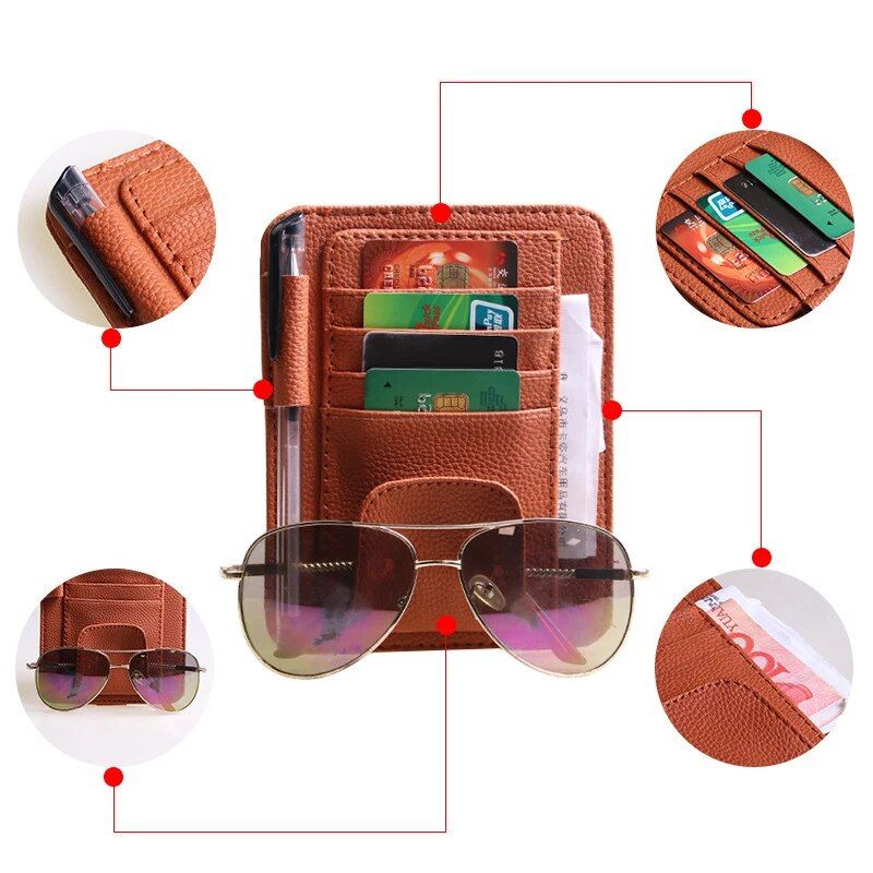 Multi-pocket car sun visor organizer, view 4 - MRSLM