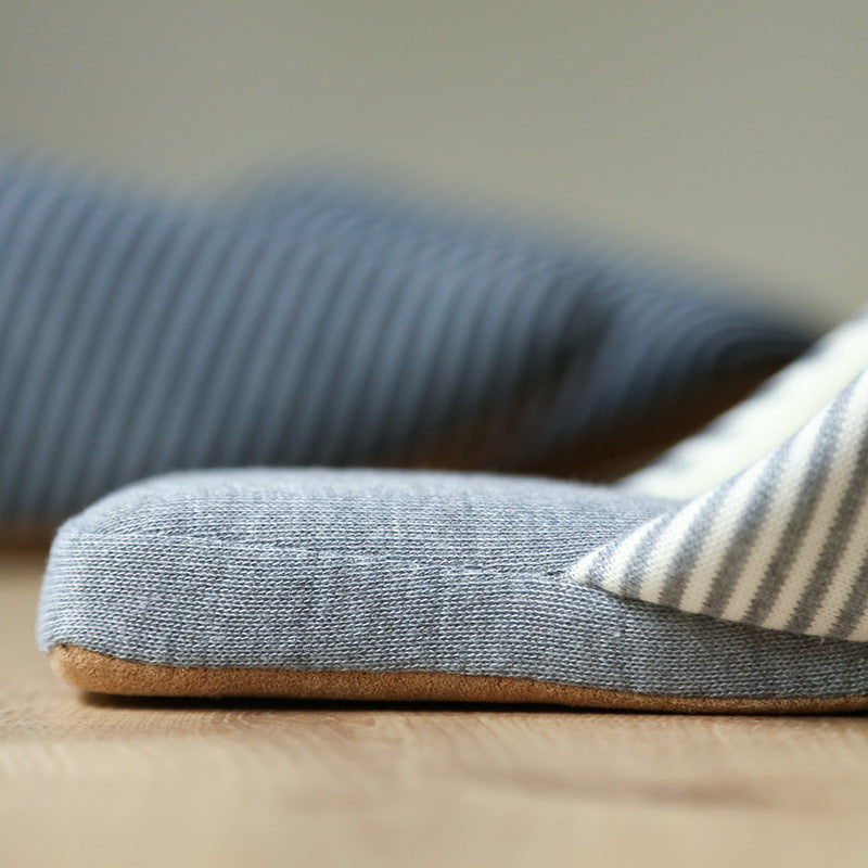 striped soft sole bedroom slippers, view 5 - MRSLM