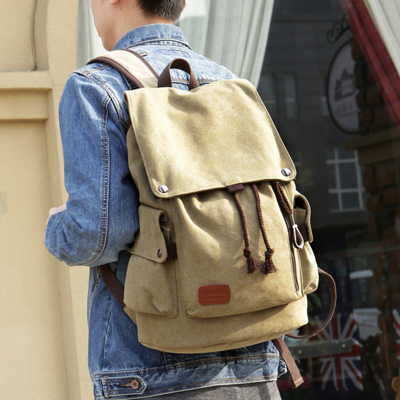 Retro men's casual canvas backpack, view 8 - MRSLM