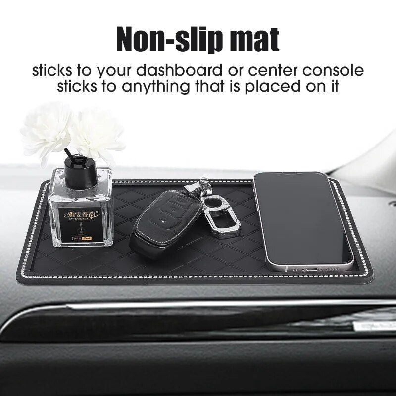 Sparkling diamond anti-slip car dashboard mat, view 5 - MRSLM