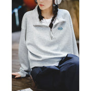 women's retro half zipper casual sweater, view 3 - MRSLM