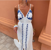 embroidered slip top dress white, view 4 - MRSLM