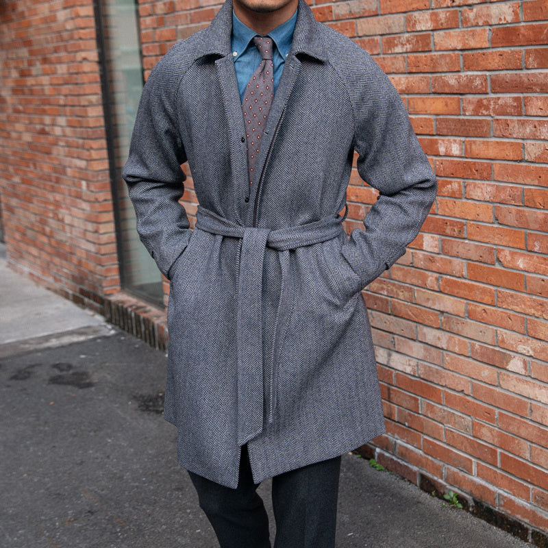 men's herringbone wool slim fit coat - MRSLM