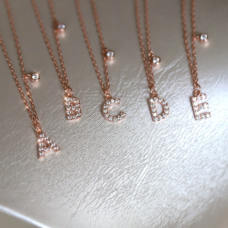 silver letter collar chain necklace, view 3 - MRSLM