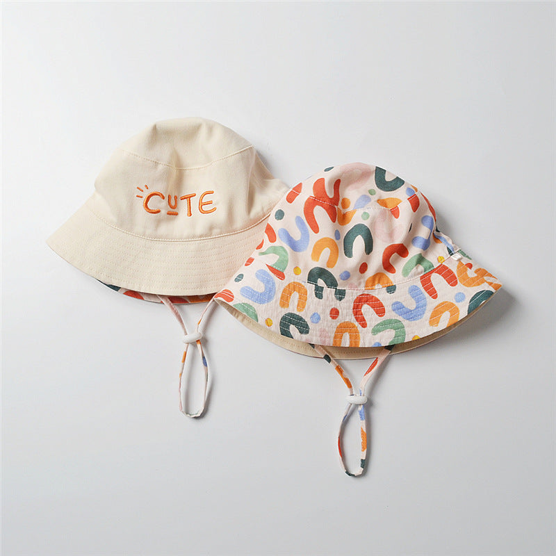 embroidered letter baby bucket hat, view 4 - MRSLM