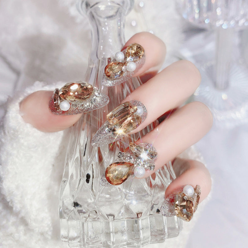luxury glitter crystal false nails, view 4 - MRSLM