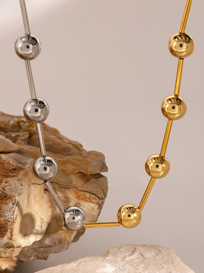 minimalist beaded clavicle chain necklace, view 5 - MRSLM