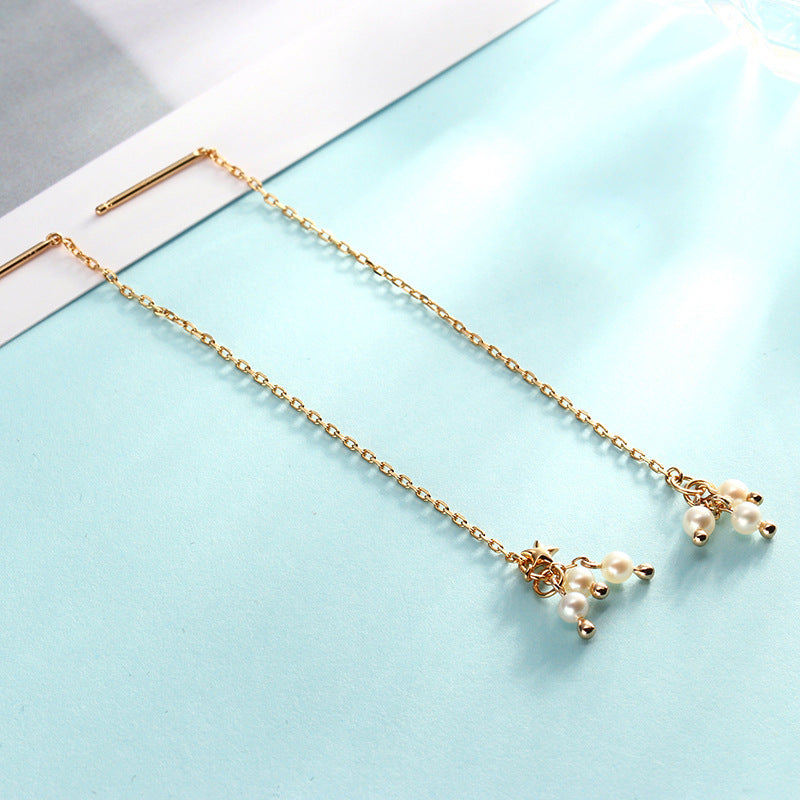 natural freshwater pearl star ear wires, view 4 - MRSLM