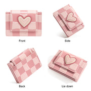 Checkerboard trifold wallet with cartoon print, view 5 - MRSLM
