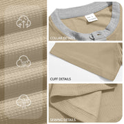 Men's color-block waffle-knit henley tee, view 8 - MRSLM