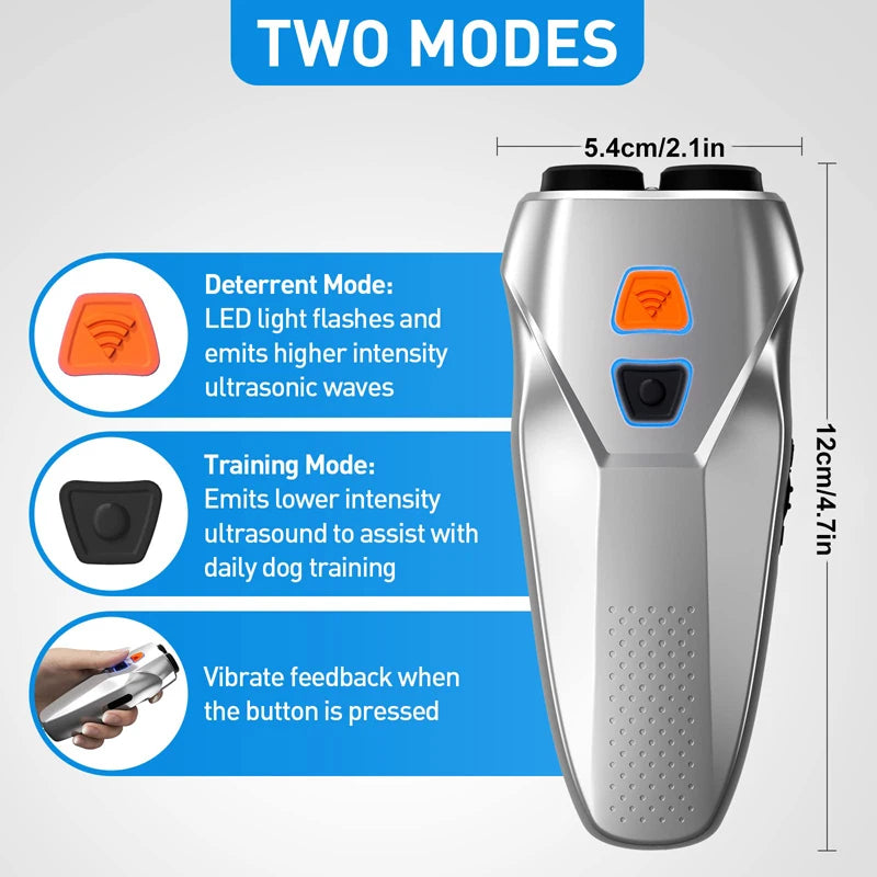 Ultrasonic dog repeller with LED flashlight, view 7 - MRSLM
