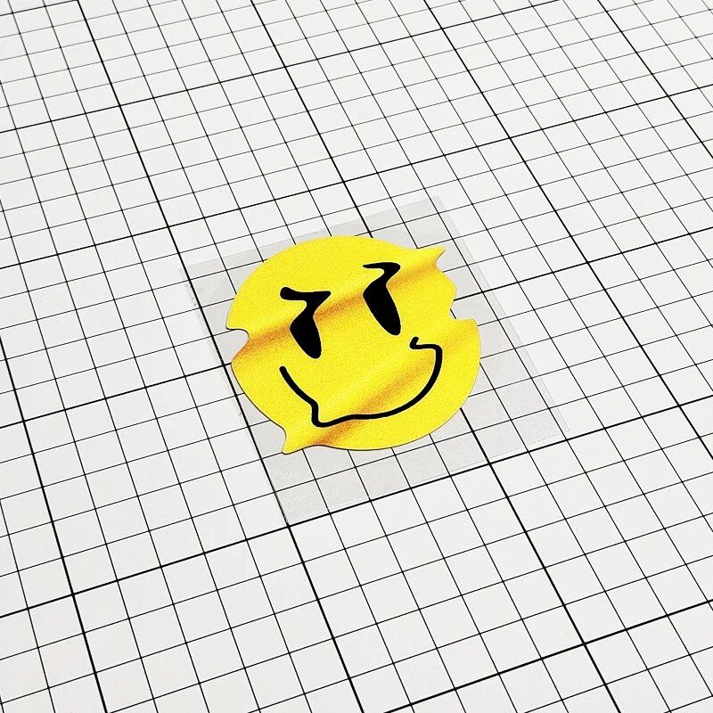 reflective twisted smiley decal, view 4 - MRSLM