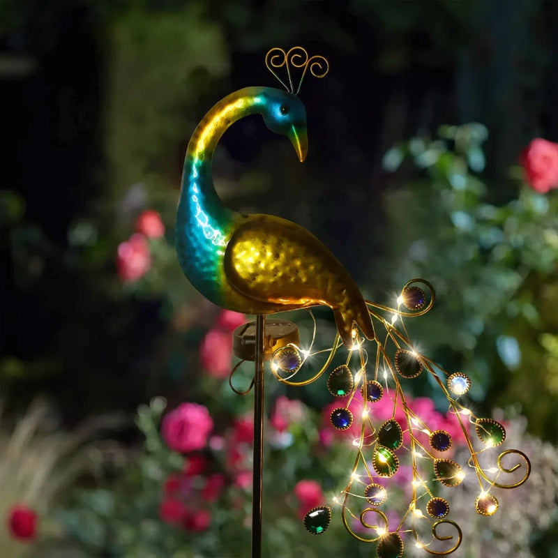 solar LED peacock garden lamp, view 3 - MRSLM