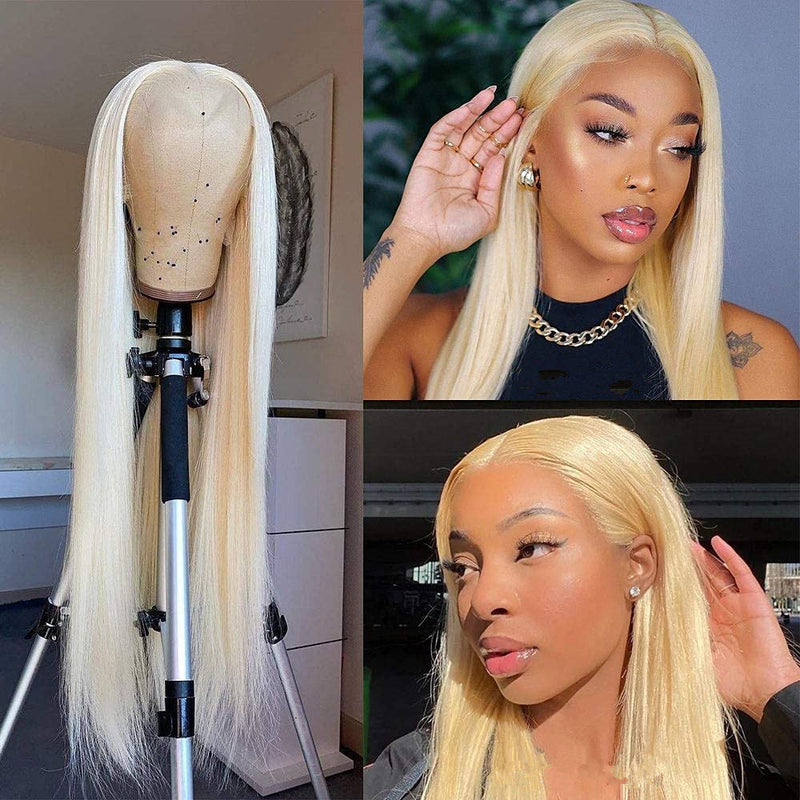 Light golden long straight lace wig, view 3 - MRSLM