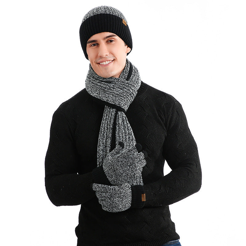Men's knit hat, scarf and gloves winter set, view 5 - MRSLM