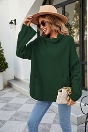 women's loose solid turtleneck knit sweater, view 3 - MRSLM