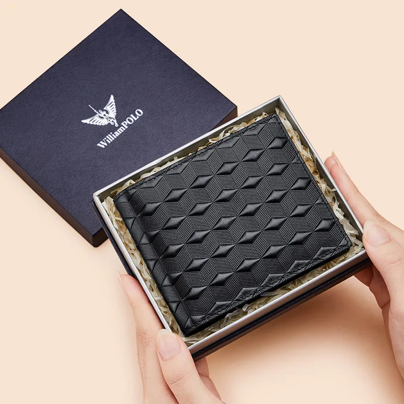 men's genuine leather RFID bifold wallet, view 2 - MRSLM
