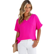 women's loose v-neck short sleeve t-shirt, view 5 - MRSLM