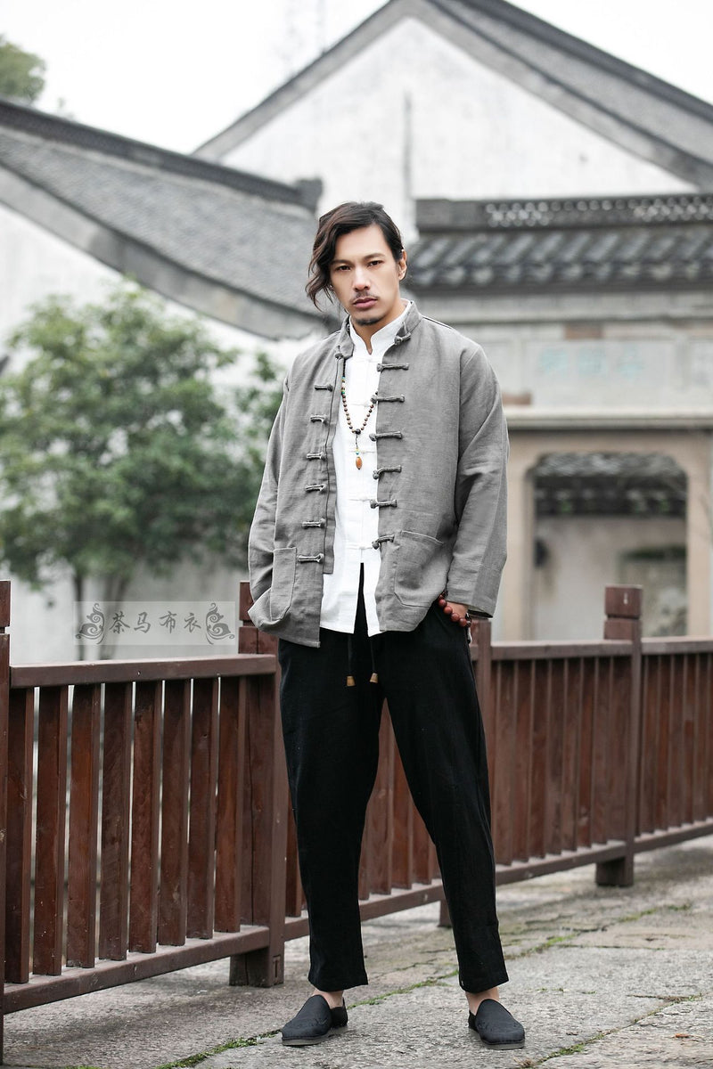 men's Tang suit cotton linen coat, view 7 - MRSLM