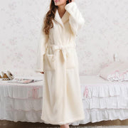 Women's long plush flannel bathrobe, view 2 - MRSLM