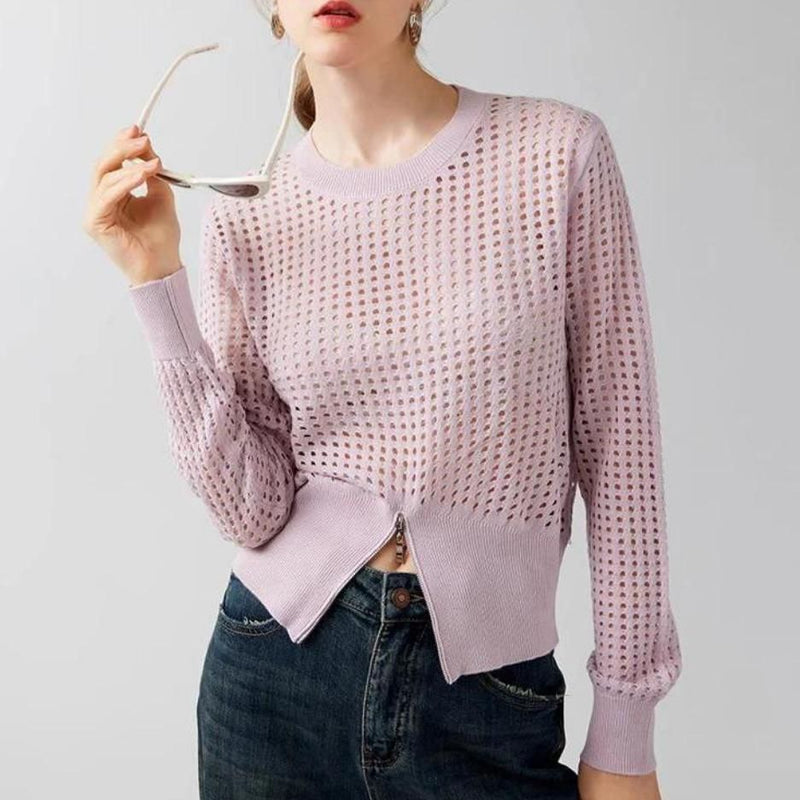 hollow out silk blend sweater - MRSLM