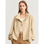 minimalist military women's coat, view 3 - MRSLM