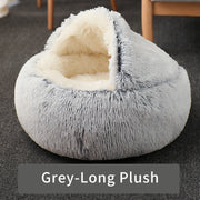 cozy round plush cat bed, view 6 - MRSLM