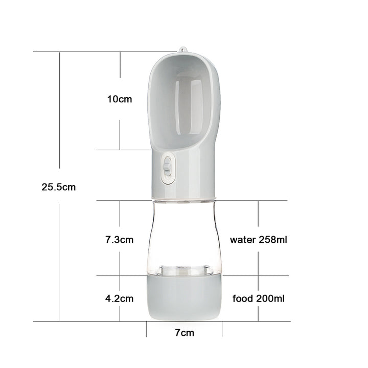 Portable Pet Water Bottle with Integrated Food Bowl