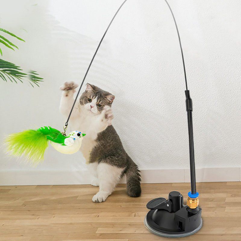 feathered bird wand cat toy, view 3 - MRSLM