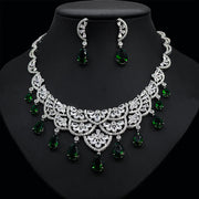 zirconia heart necklace and earrings set, view 2 - MRSLM