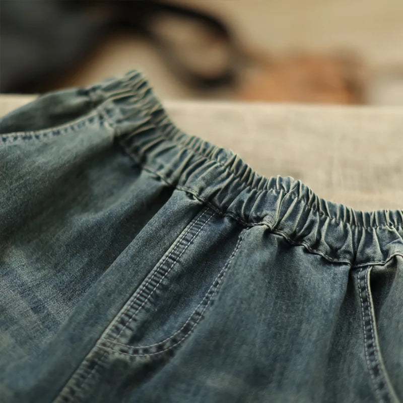 vintage embroidered wide-leg jeans, view 7 - MRSLM