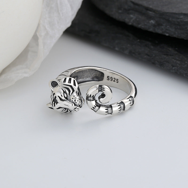 s925 silver tiger vintage ring, view 4 - MRSLM