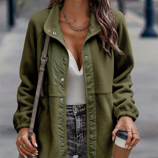 Women's polar fleece stand-collar button jacket - MRSLM