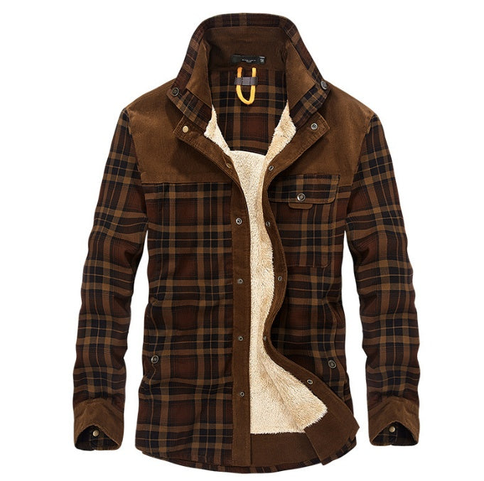 Men's fleece-lined cotton plaid jacket, view 10 - MRSLM