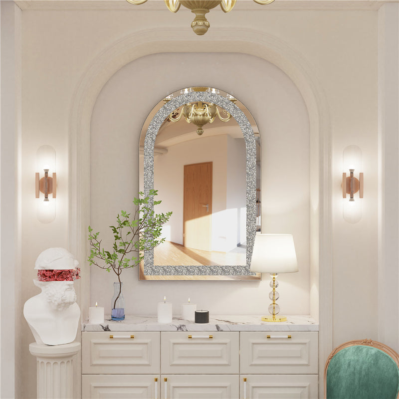 crystal crush diamond silver mirror, view 2 - MRSLM