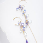 sea blue stone asymmetric drop earrings, view 6 - MRSLM