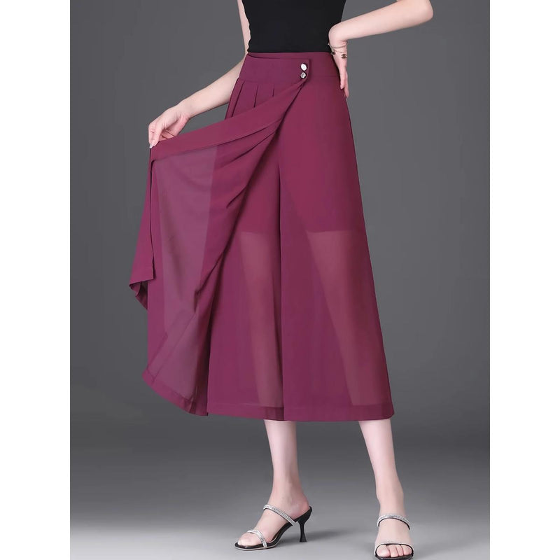 women's chiffon wide-leg capri pants, view 6 - MRSLM