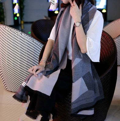 Plaid velvet scarf shawl, view 12 - MRSLM