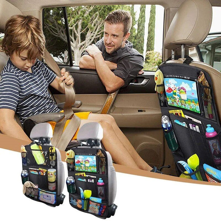 Car Backseat Protector with Touchscreen Tablet Holder & 9 Pockets
