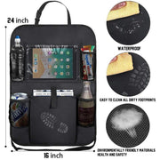car seat back organizer with anti-kick mat, view 7 - MRSLM