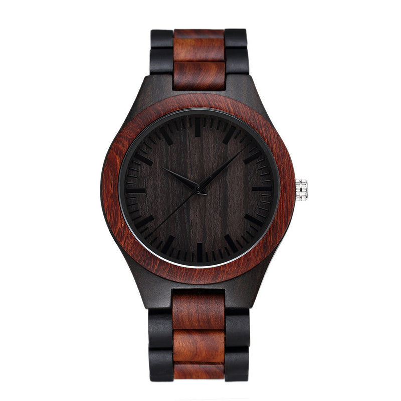large dial wood quartz watch, view 6 - MRSLM