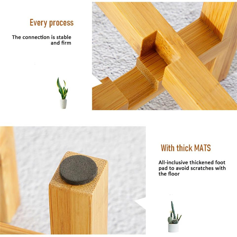 adjustable bamboo plant stand, view 6 - MRSLM