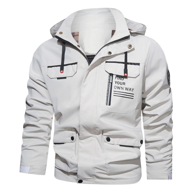 Men's hooded outdoor shell jacket, view 4 - MRSLM